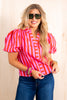 Ring Leader Pink & Red Short Sleeve Blouse *Final Sale*