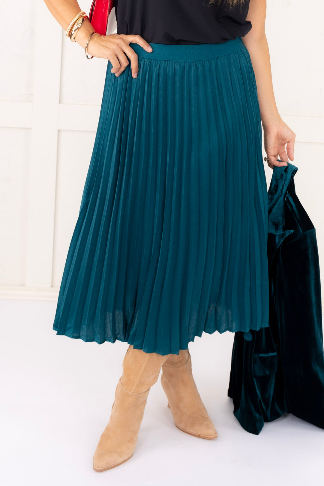 Oasis green pleated midi skirt hotsell