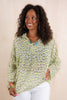 Rhodes Taupe Lime Leopard Long Sleeve Blouse