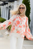 Paige Red & Coral Long Sleeve Blouse