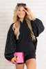 Glamorous Black Rhinestone Long Sleeve Top *Final Sale*