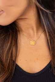 Pumpkin Gold Short Pendant Necklace in Orange Mother-of-Pearl | Kendra Scott