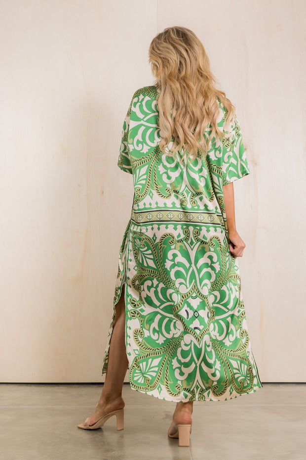 Emily Printed Green Maxi Dress