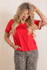 Insight Perfect Stitch Summer Red V-Neck Top