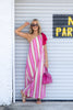 Treasured Time Cream & Pink Striped One Shoulder Maxi Dress *Final Sale*
