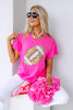 Queen Of Sparkles Pink Jeweled Football Short Sleeve Tee