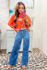 Allie Neon Orange Short Sleeve Top