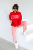 Jesus Red Mock Neck Long Sleeve Pullover