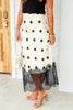 Eden Taupe & Black Polka Dot Dot Midi Skirt