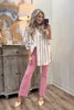 Tribal Antique White Striped Long Sleeve Top