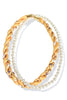 Bring It Back Yellow Braided Scarf & Pearl Magnetic Necklace