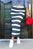 Z Supply Gail Ash Black Striped Jersey Midi Skirt