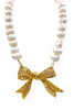 Made In the Deep South 1950s Bow Brooch Baroque Pearl Necklace