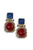 In The Middle Red Multi Round Resin Stone Gold Drop Earrings