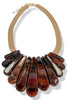 Collins Tortoise Acetate Multi Bar & Leather Necklace