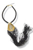 Made In The Deep South 1950s Brooch 1970s Black Beaded Fringe Necklace