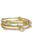 All The Love Worn Gold Pearl Station Bangle Bracelet Set