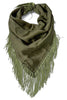Libby Olive Green Fringe Square Scarf