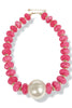 Leah Fuchsia Pearl Accent Rondelle Bead Necklace