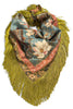 Crane's Grace Dusty Blue Square Fringed Scarf