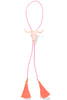 Mabel Blush Pink Steer Orange Tassel Neon Pink Bolo Necklace