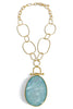 Time To Tell Turquoise Oval Pendant Gold Chain Necklace