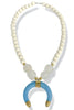 Camryn Turquoise Horn Pendant White Glass Bone Bead Necklace