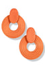 True Orange Engraved Wood Door Knocker Earrings