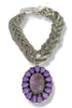 Made In The Deep South 1970s Carved Amethyst & Agate 1980s Necklace