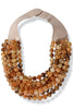 Carla 7 Strand Tan Smooth Bead Statement Necklace
