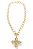Lainey Cream Gold Statement Cross Pendant Necklace