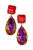 Let It Be Siam Teardrop & Square Earrings