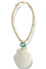 Simple Living Ivory Seashell Pendant Ball Beaded Necklace