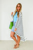 Keep It Straight Striped White Long Cardigan