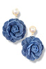 Did You Know Denim Flower Dangle Earrings