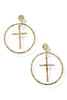On A Mission Gold Cross and Circle Dangle Earrings