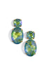 Vanna Green Abalone Oval & Square Stone Earrings