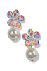 Taking It In Multi Printed Flower & Pearl Dangle Earrings