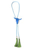 Mabel Ocean Blue Steer Baby Blue Rope Olive Tassel Bolo Necklace