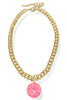 TOVA X TWT®  Exclusive Shine Bright Gold Hot Pink Circle Pendant Necklace