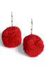 Shake Your Pom Poms Red Drop Earrings