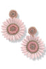 Amazing Moments Lt Pink Seed Bead & Acrylic Feather Flower Earrings