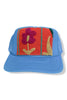 Suzani Neon Blue Kilim Patch Trucker Hat 16
