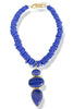 Virtue Triple Lapis Gemstone Pendant Heishi Necklace