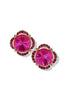 Back Of My Mind Fuchsia Glass Stone Earrings