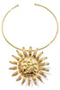 Sunflower Gold Brooch Wire Open Choker Necklace