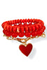 Call Me Whenever Red Heart Beaded and Charm Bracelet Set