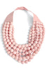 Carla 7 Strand Light Pink Faceted Bead Statement Necklace