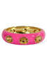 Willa Hot Pink Enamel Oval Stone Station Hinged Bracelet