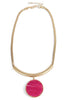 Take My Hand Fuchsia Round & Curved Bar Necklace